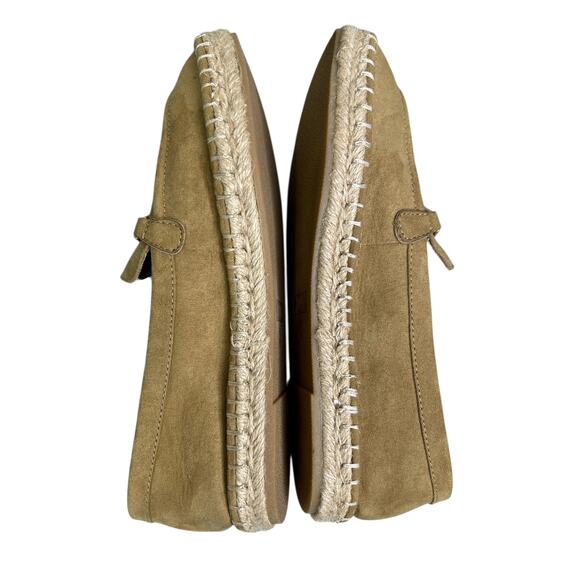 Zara Beige Suede Espadrille Flat Loafers Gold Buckle Details 38 / 7.5 - Picture 6 of 9
